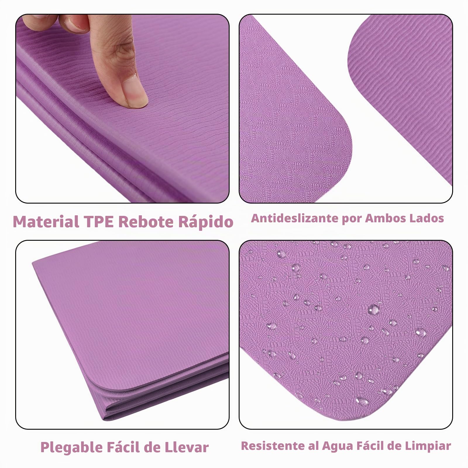 Esterilla de yoga plegable Esterilla de fitness portátil Esterilla de yoga de viaje Esterilla deportiva antideslizante de TPE para pilates,gimnasia,entrenamiento y viajes,183 x 61 x 0,5 cm