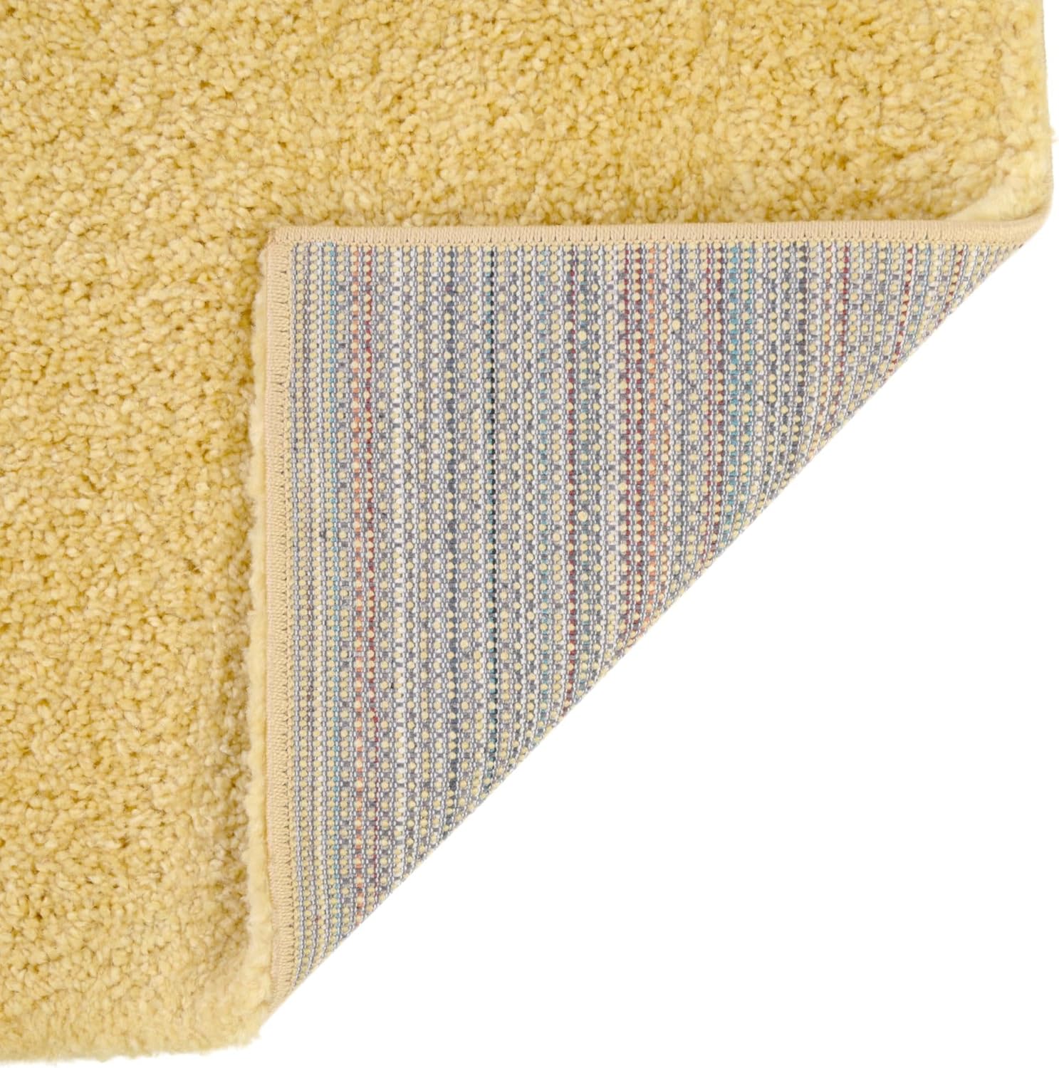 Rugs.com Solid Frieze Collection Rug – 2x3 Yellow Shag Rug Perfect for Entryways, Kitchens, Breakfast Nooks, Accent Pieces