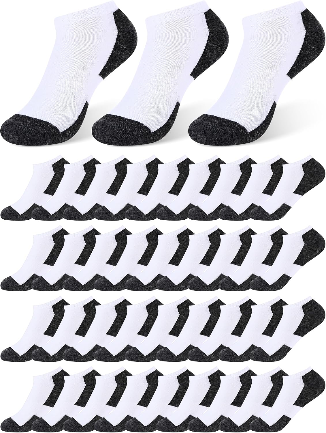 Foaincore 60 Pairs Ankle Socks Bulk for Men Women, Low Cut Breathable Cushioned Athletic Running No Show Socks Multipack