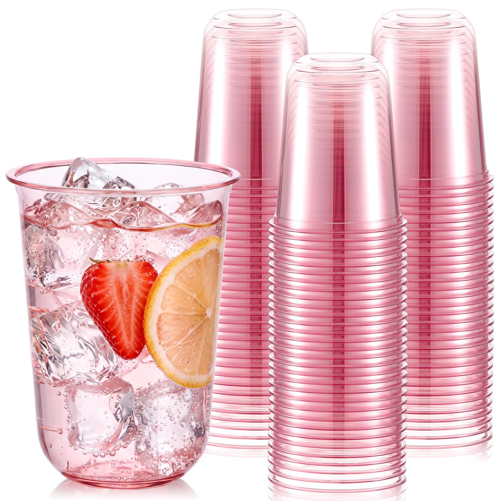 Gold Plastic Cups - 50 Pack Disposable Wine Glasses -10