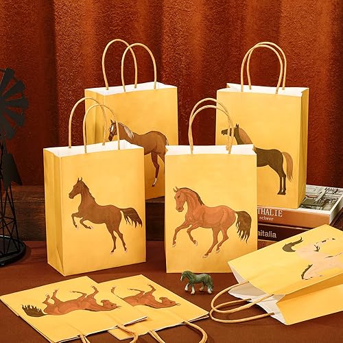 Miniatura 6 de Colarr 20 bolsas de recuerdo de fiesta de caballos con asas para vaquera occidental, vaquera, fiesta de cumpleaños, regalo de carreras, fiesta,