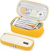 Large Pencil Case Big Capacity Pencil Cases Stationery pen bag Makeup Bag School High Capacity Storage Pencil Bag Pencil Pouch Portable Gift for Office School Teen Girls Boys Students Yellow