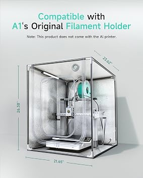 3D Printer Enclosure for Bambu Lab A1, Large Size Enclosure with LED Light, Fireproof Waterproof Dustproof Noise Reduction Constant Temperature 3D Printer Cover, 550x670x600MM