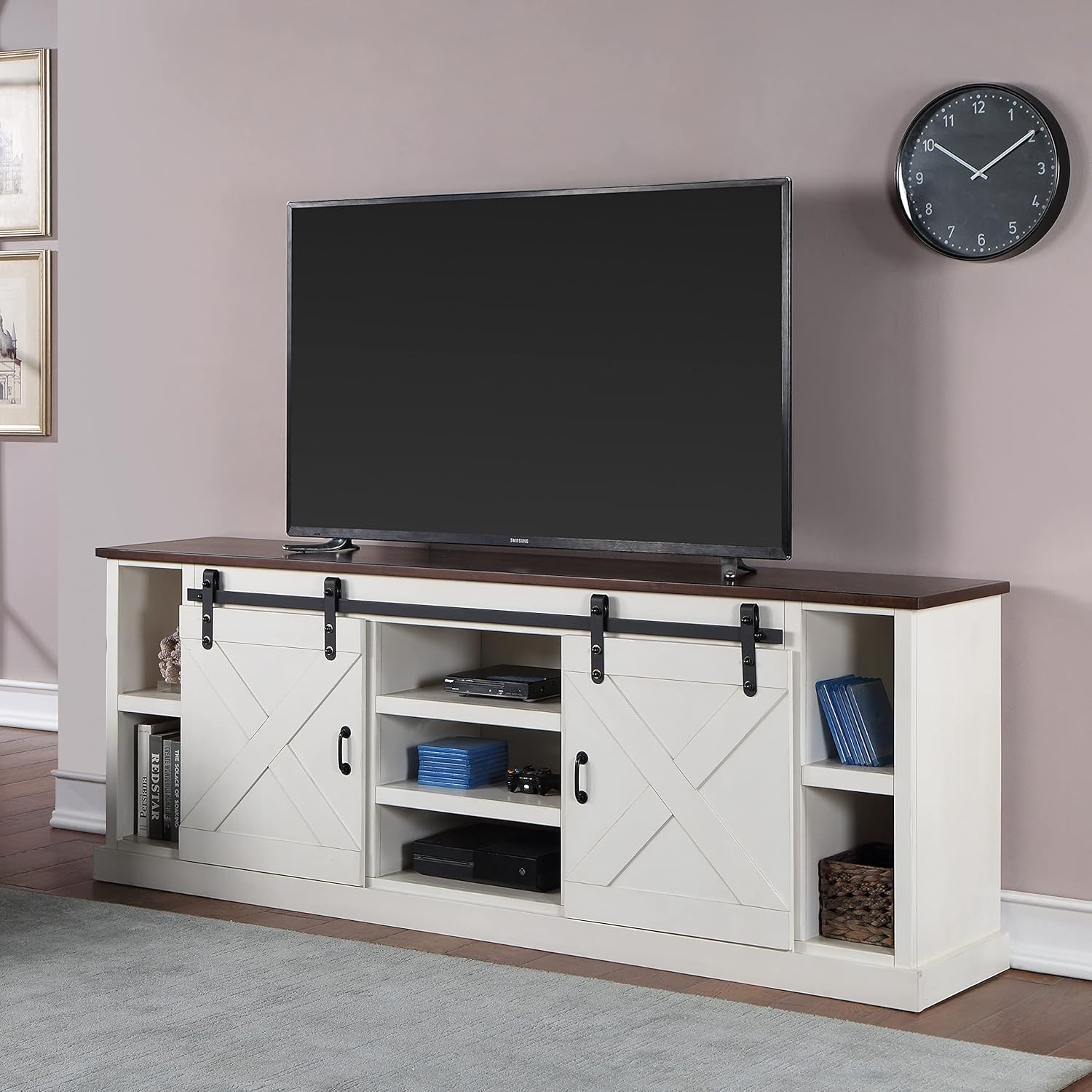 Bridgevine Home Modern Farmhouse TV Stand for TV's up to 90