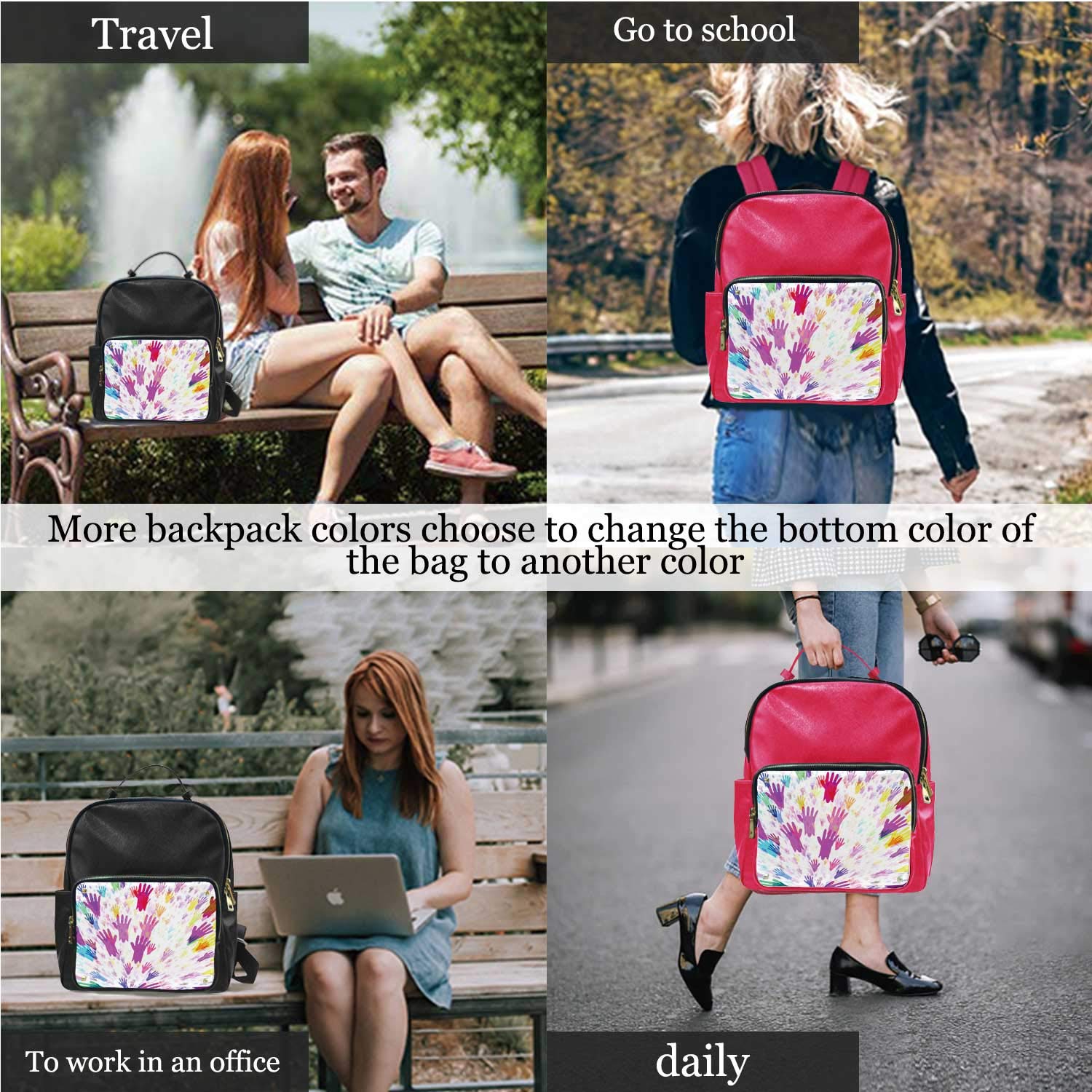 Colorful Hands,Leather Universal Bag Teacher 13IN