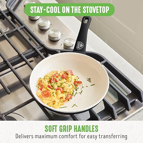 Miniatura 7 de GreenLife Soft Grip - Juego de utensilios de cocina de 8 pulgadas para freír y espátula, cerámica antiadherente sin PFAS, espátula de silicona con