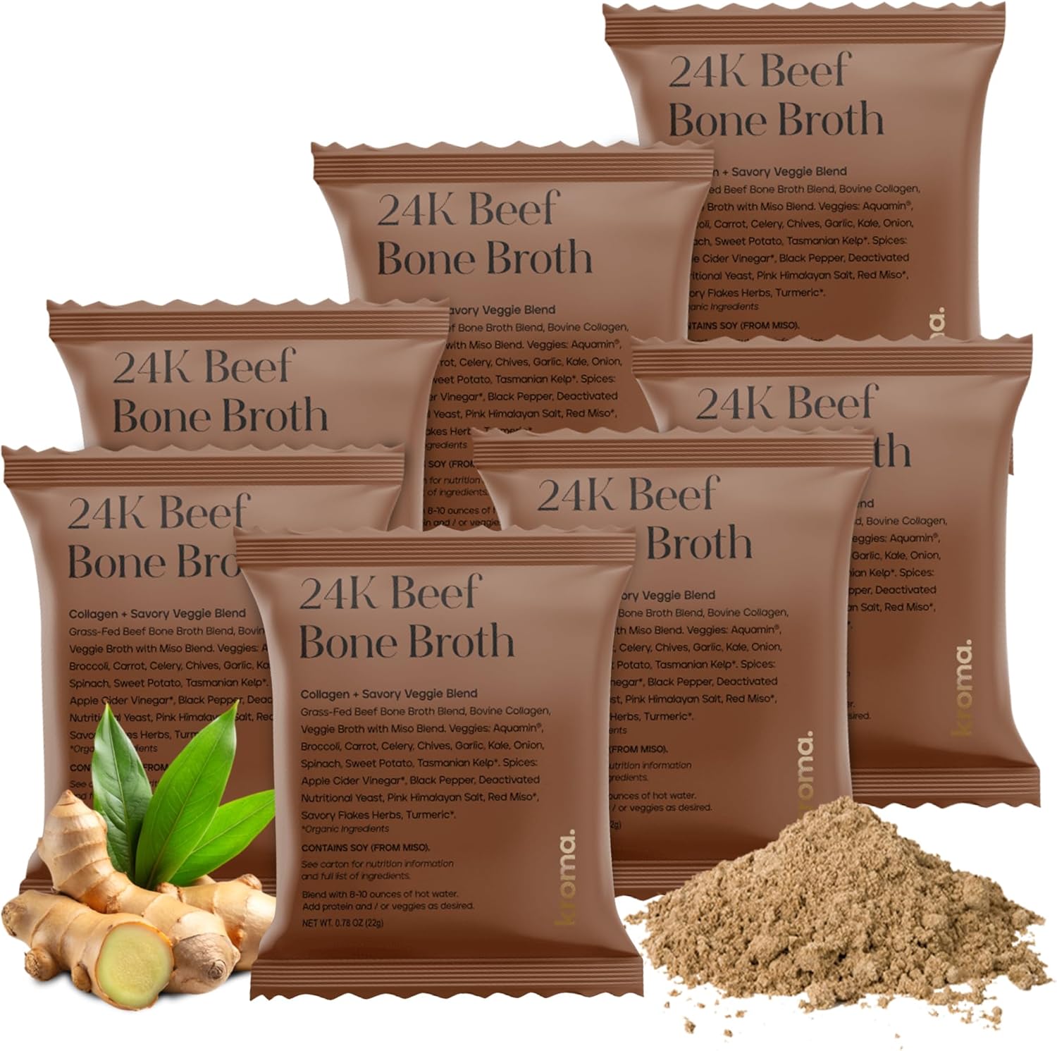 Kroma 24K Beef Bone Broth Powder - 10 Servings Jar, – Grass Fed