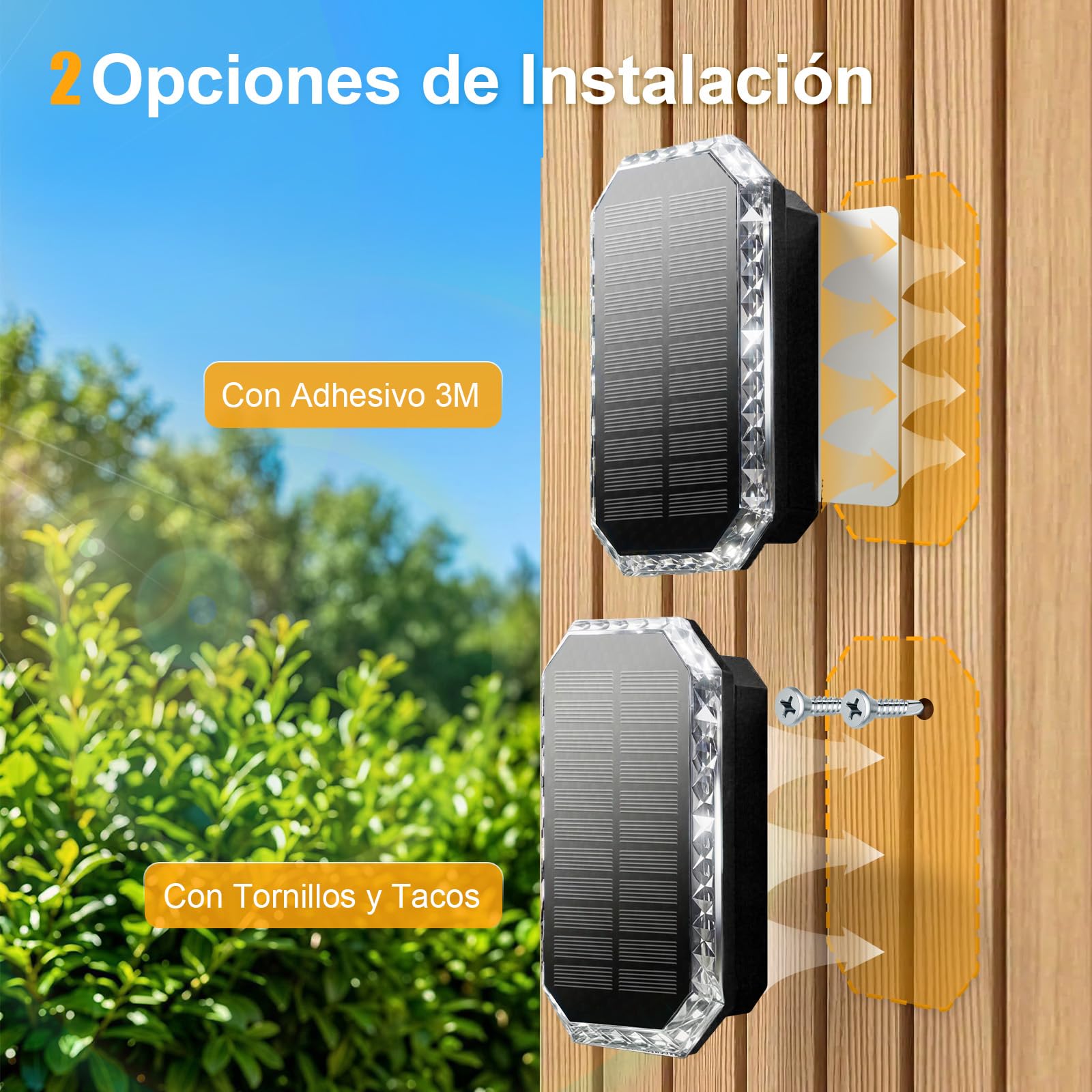 Aplique Solar Exterior Pared IP65 4 Piezas 3000K/4000K/6500K Luz Solar Pared