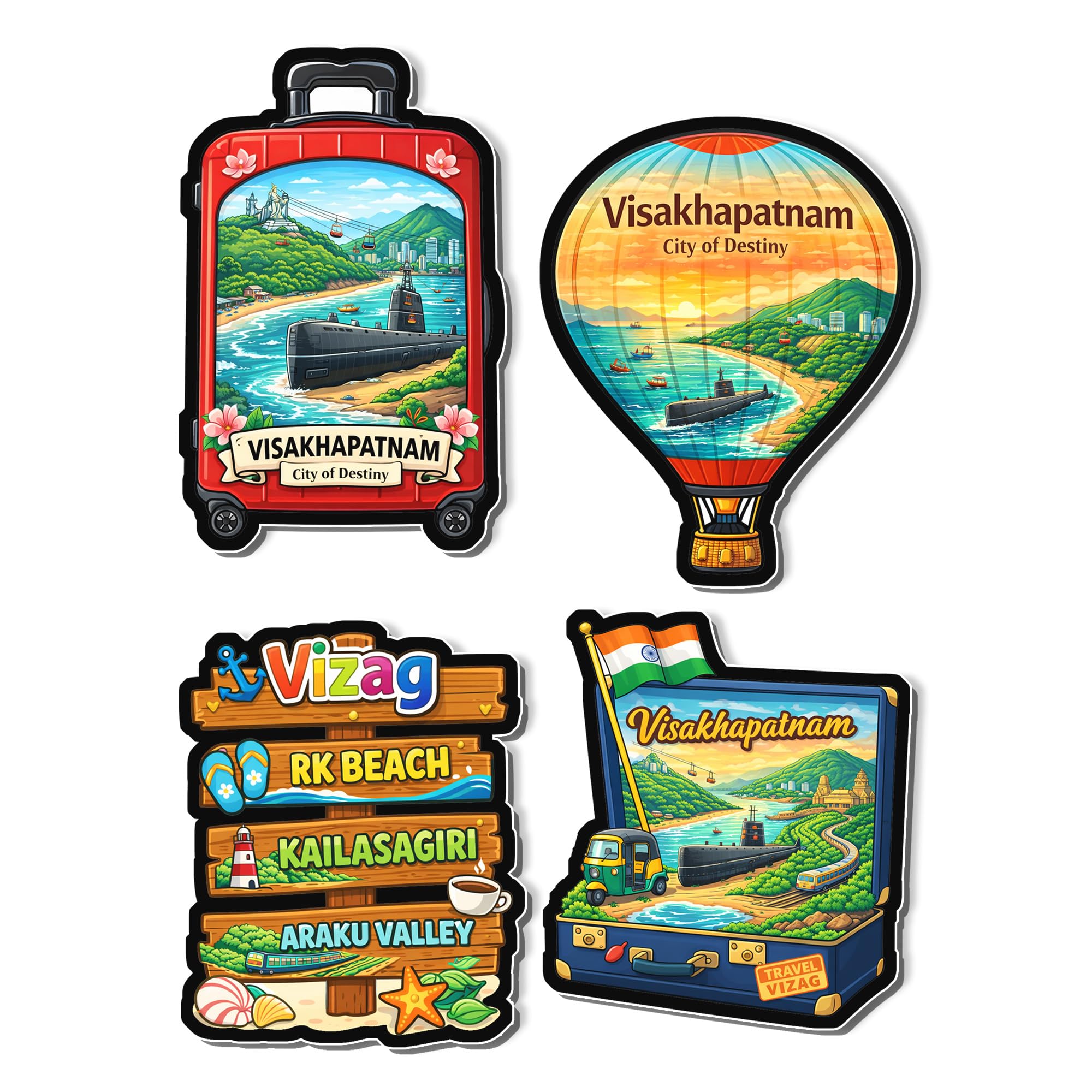 Regalo Casila Vizag Fridge Magnet 4 Pc Set Visakhapatnam RK Beach Kailasagiri Araku Valley Tourism Souvenir Decorative Refrigerator Magnets Travel Gift Collectible India Keepsake-picture-13