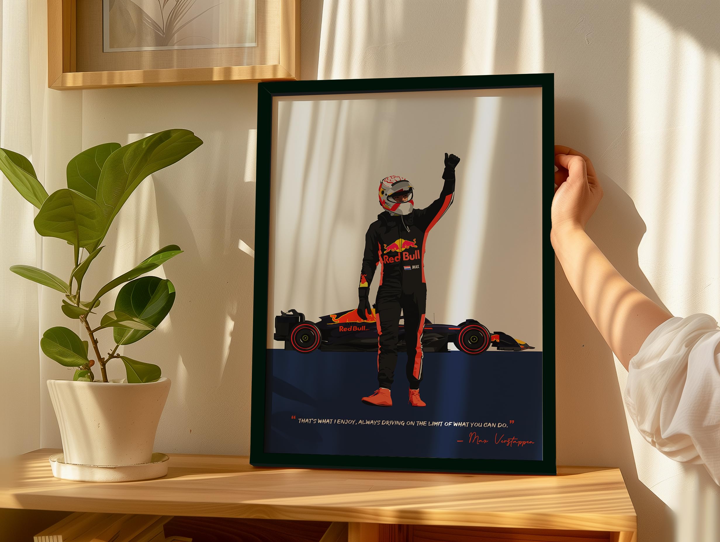 QUOTE - UNQUOTE ARTQUOTE - UNQUOTE ART Max Verstappen Red Bull Framed Poster, F1 Wall Art,11x14 inches, Black Frame