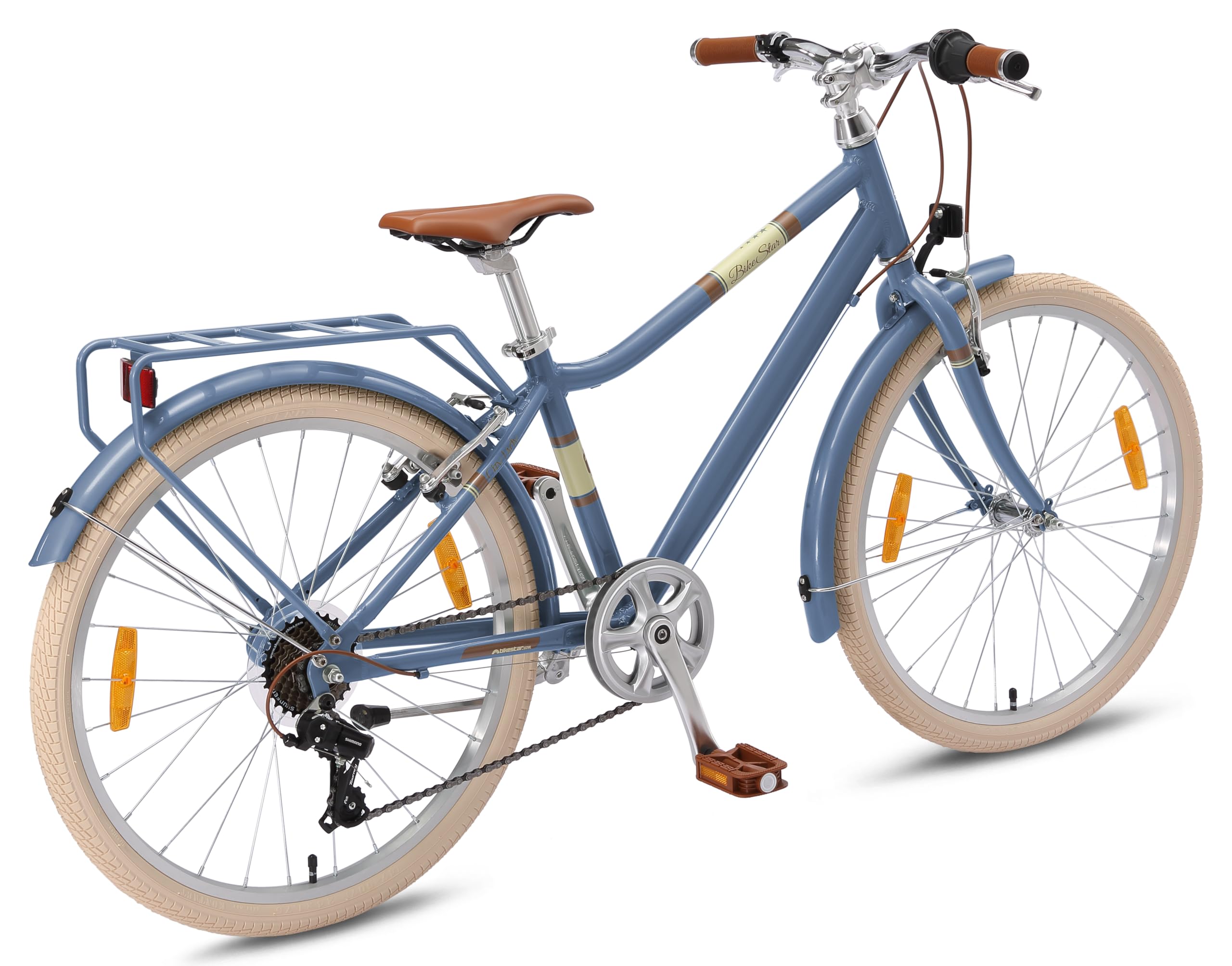 BIKESTAR Alu Kinderfahrrad ab 9-10 Jahre | 24 Zoll City Bike, 7 Gänge, V-Bremse | Risikofrei Testen