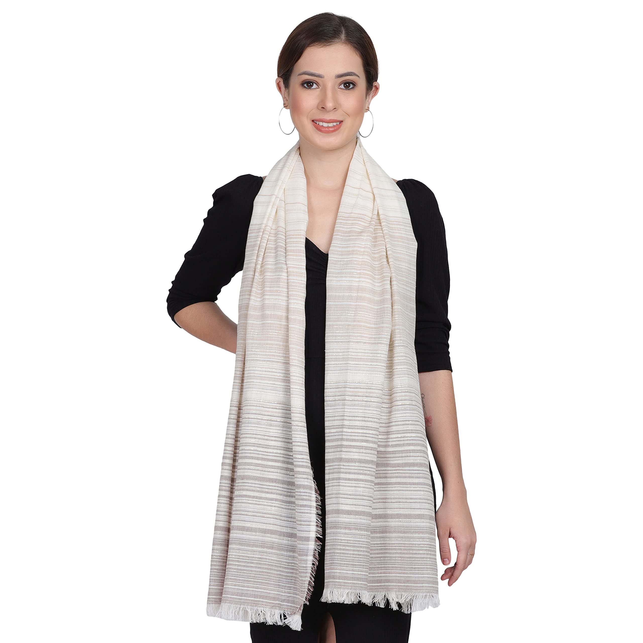 cashmere craft Beige Pure Cotton Scarf Stole Dupatta 48-picture-20