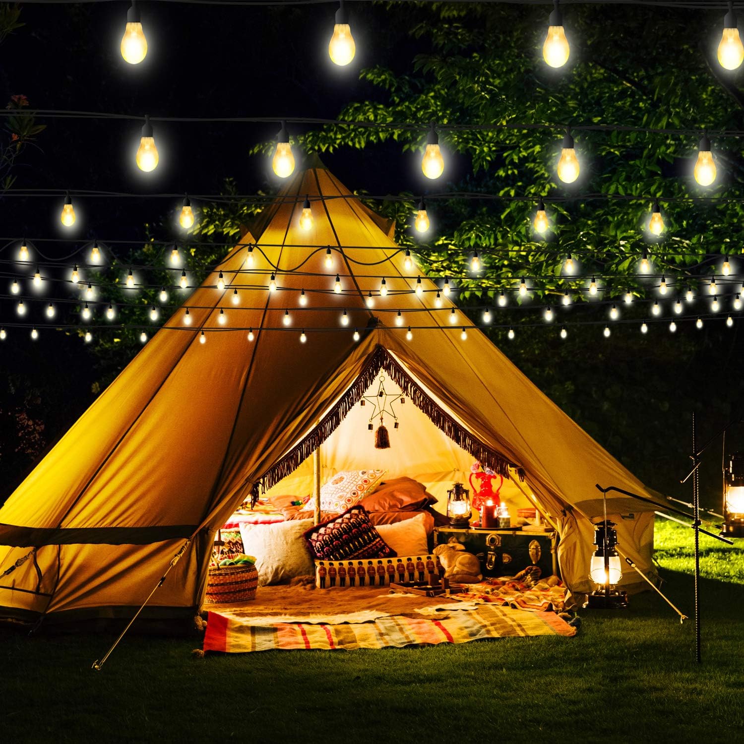 Buу 1 gеt 1 🔥 String Light,led String Lights Outdoor, Patio Lights Outdoor, LED Light String Outdoor Waterproof Bulb Decoration 51 ft Adapter Power Supply Suitable for Garden (51.2, LED Light String)