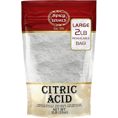 Citric Acid 2 LB Bag - 100% Pure, Food Grade & Non-GMO - Citric Acid Powder For Cleaning, Bath Bombs, Preserving - Fine Granular by Spicy World