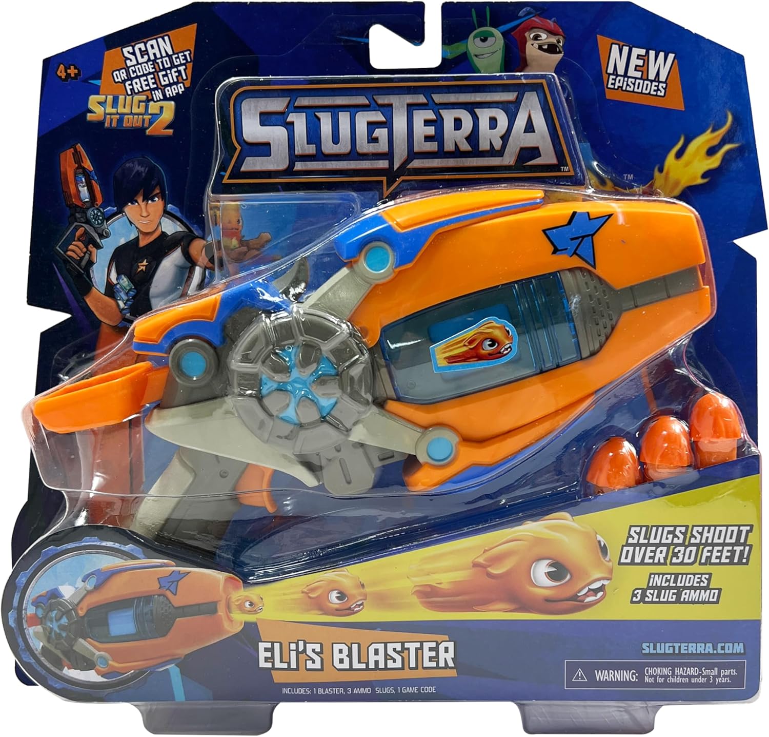 Slugterra Eli's Blaster, Single Load Blaster, Foam Slugs Shoot Over 30 Feet, Pull-Back Mechanism, Includes 3 Slug Ammo, Toy for Kids & Teens