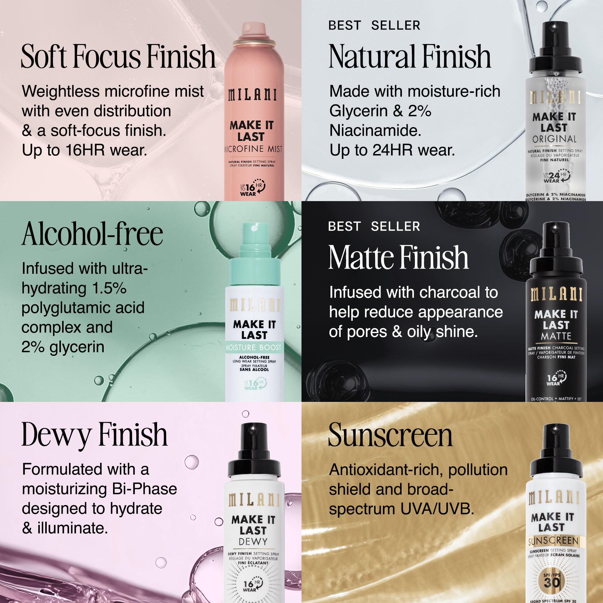 Milani - Gli spray fissanti Make it Last mantengono sempre un trucco spettacolare.
