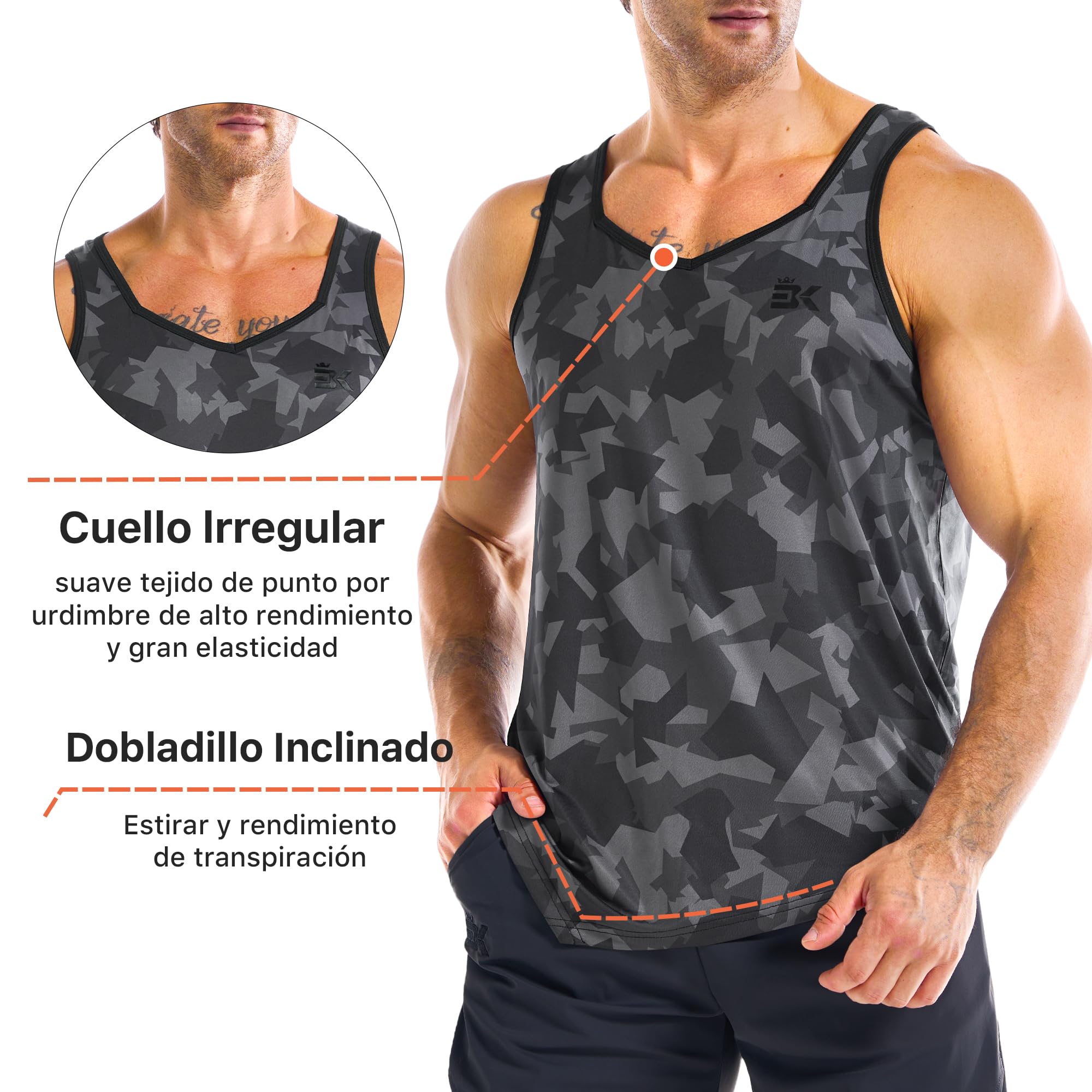 ZENWILL Pack de 3 Irregular Camiseta de Tirantes Ligera Entrenamiento Deportiva Hombre Chaleco Gimnasio Secado Rápido