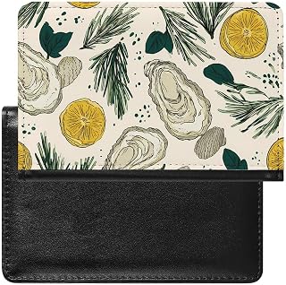 Oysters Shells Lemon Rosemary Passport Holder Cover Travel Wallet Case Protector with Credit Card Slots