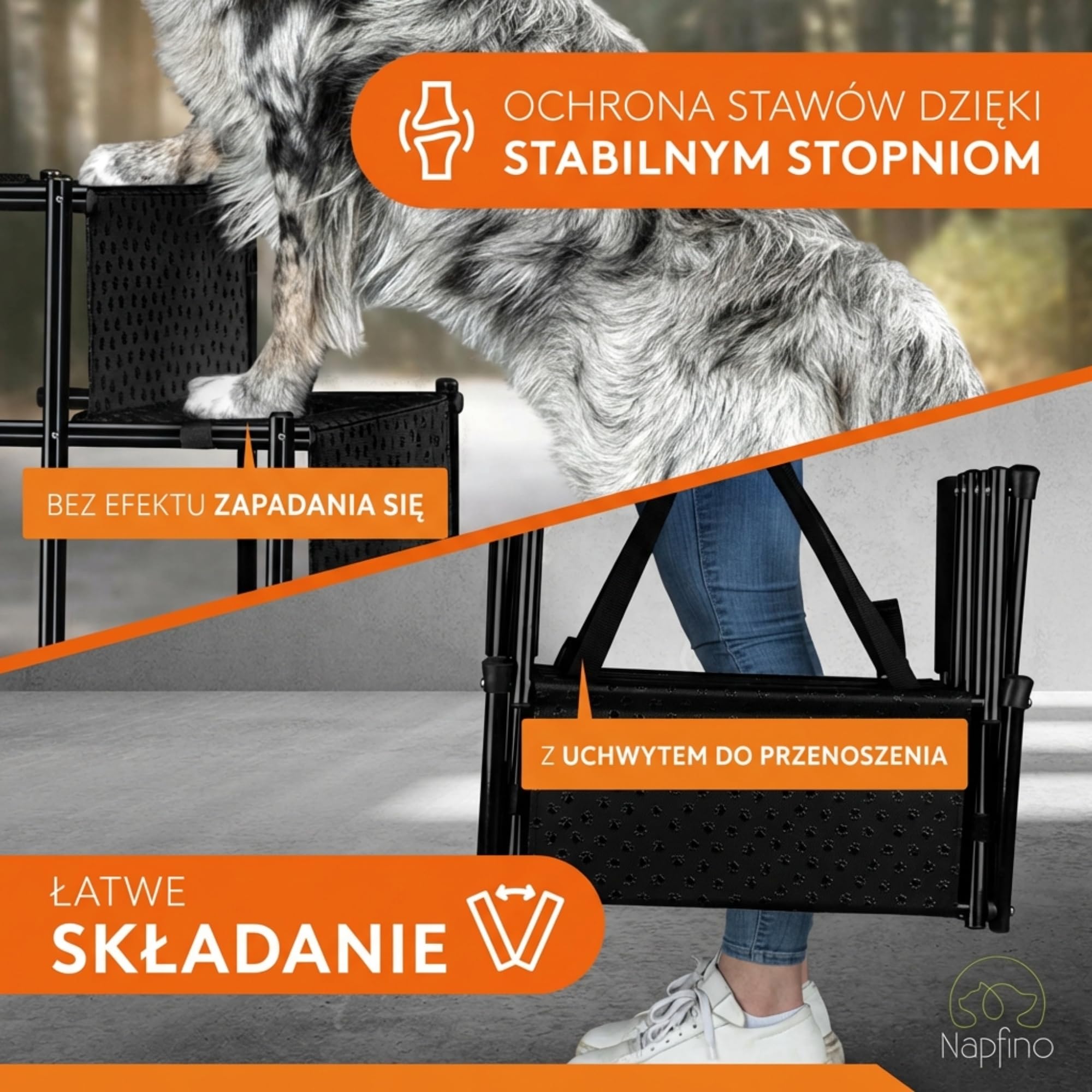 Samochodowa rampa dla pies (do 60 kg), chroniąca stawy, składana rampa do wchodzenia do samochodu, nadaje się do wszystkich modeli
