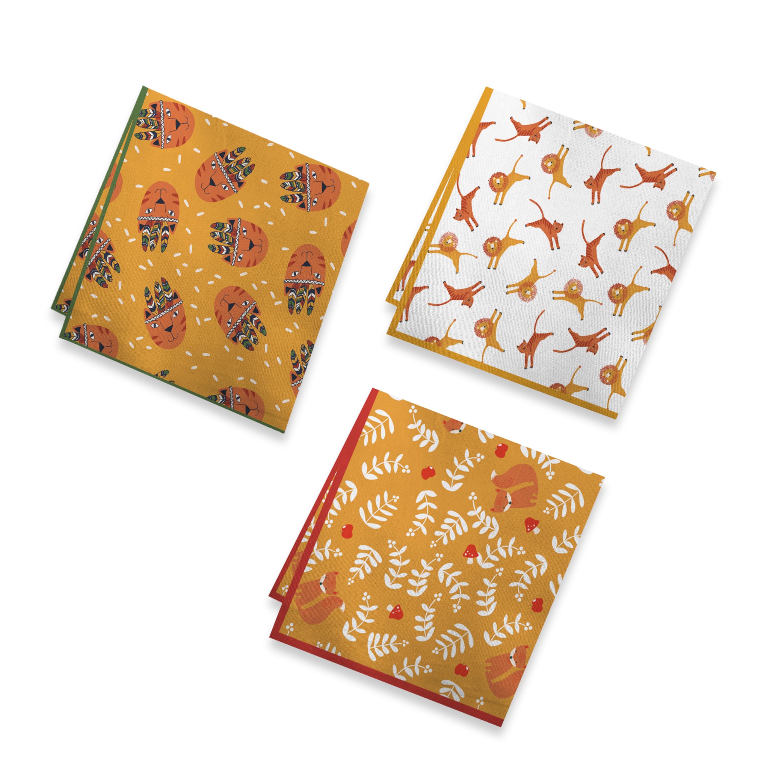 JunvenaJunvena 3 Pack Printed Designer Handkerchiefs Fancy Gift Box Soft Lightweight 16 inch Hankies for Men Women and Kids, Cute, 16 inch*16 inch