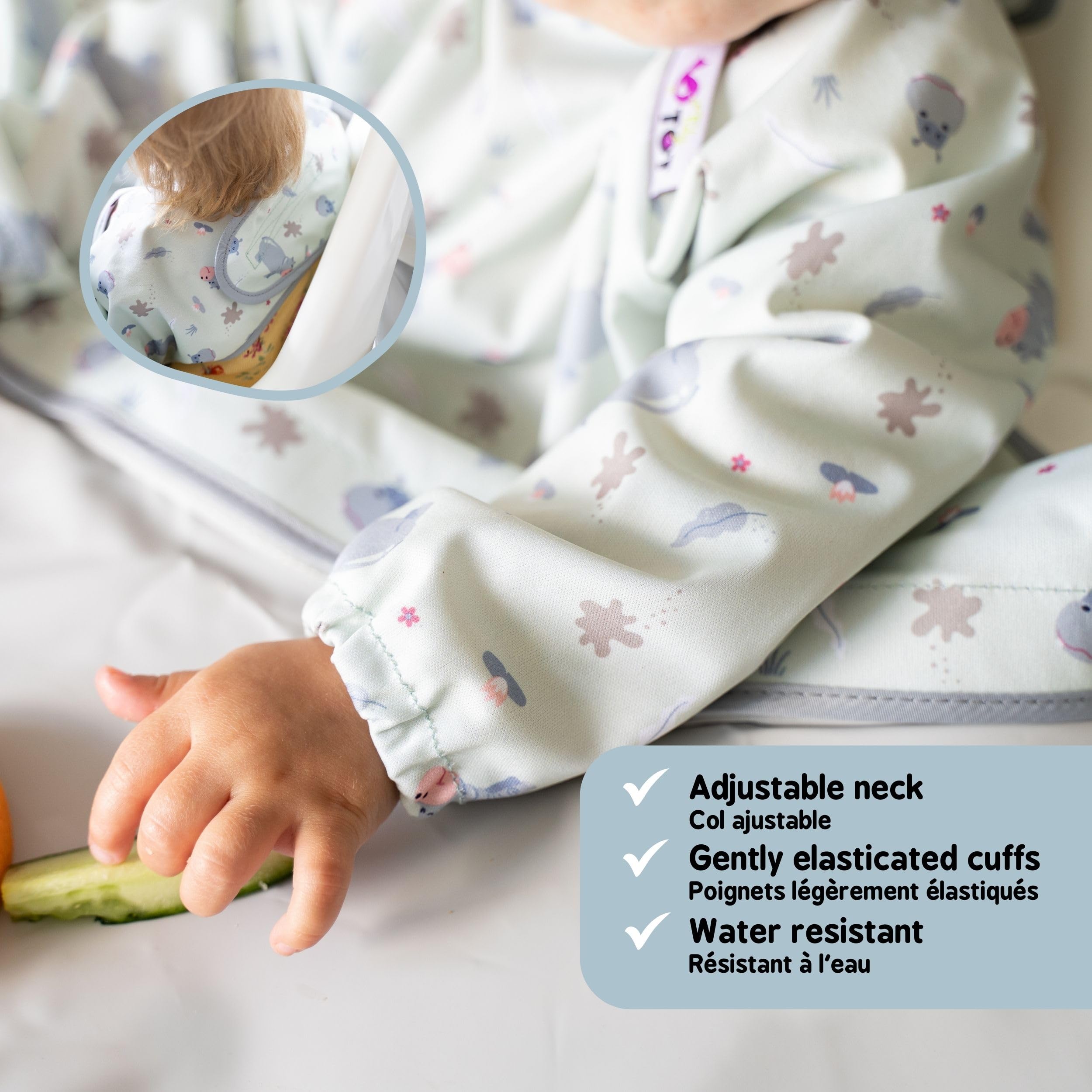 Tidy Tot®™ Bavoir Supplémentaire pour Kit Bavoir et Plateau. Bavoir Manches Longues à Fixer au Plateau Idéal Cadeau de Naissance pour L'alimentation des Bébés DME.