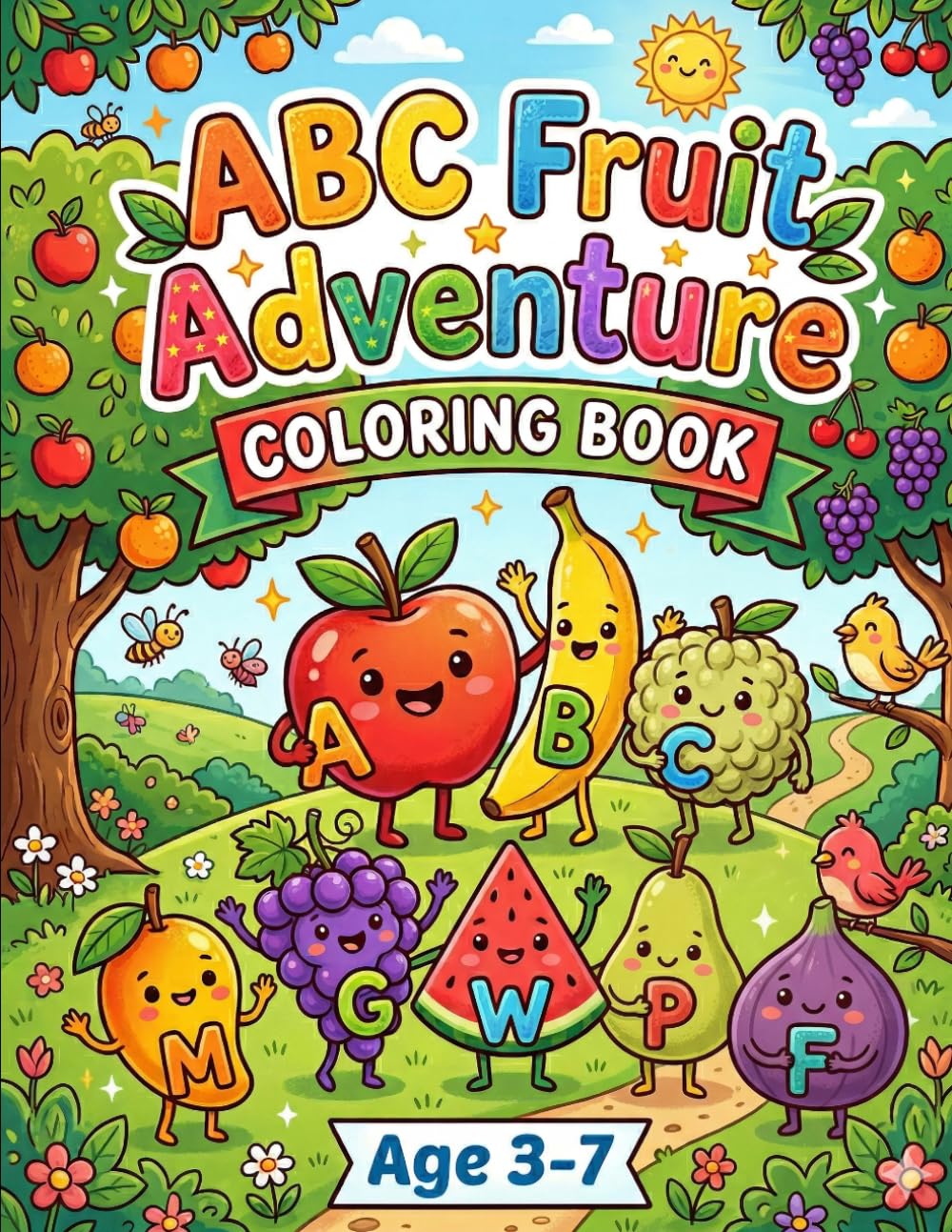 ABC Fruits Adventure Coloring Book: A Delicious Educational Coloring Book for Toddlers and Kids