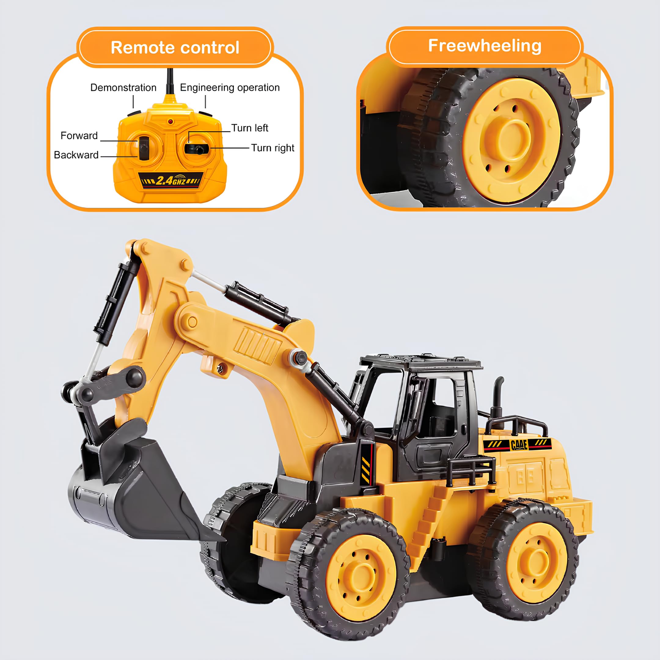 RC Tracteur Pelleteuse Télécommandé – Tractopelle Enfant Radiocommandé Electrique – Camion Mini Pelle hydraulique – Grue Engins de Chantier Jouet Construction