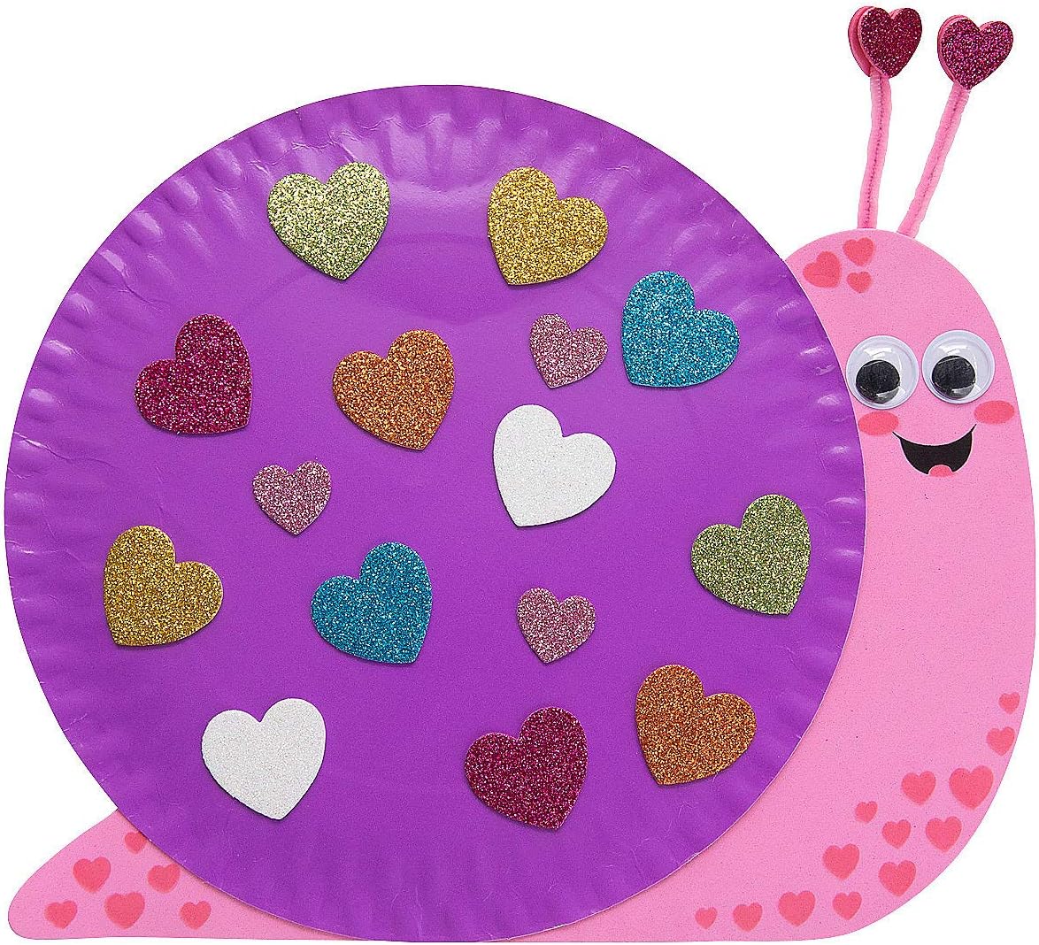 Fun Express Paper Plate Valentine Snail Craft Kit - Makes 12 - Valentine's Day Crafts for Kids