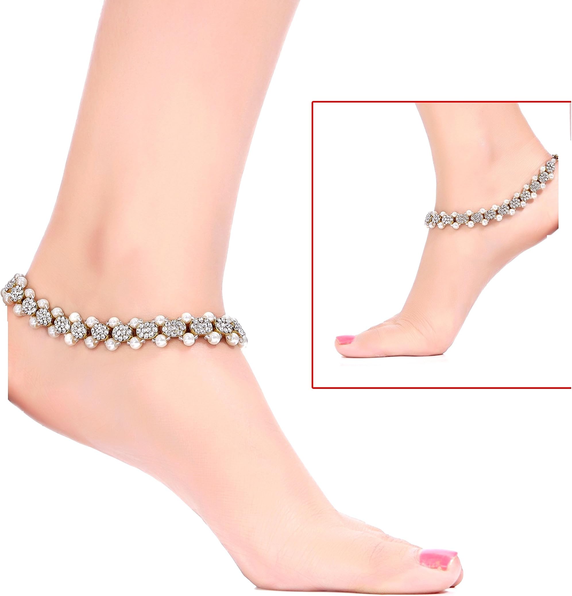 BEDIS Payal Anklet Indian Foot Jewellery Bollywood Kundan Feet Chain Women Ankle Chain Party wear Stone Payal