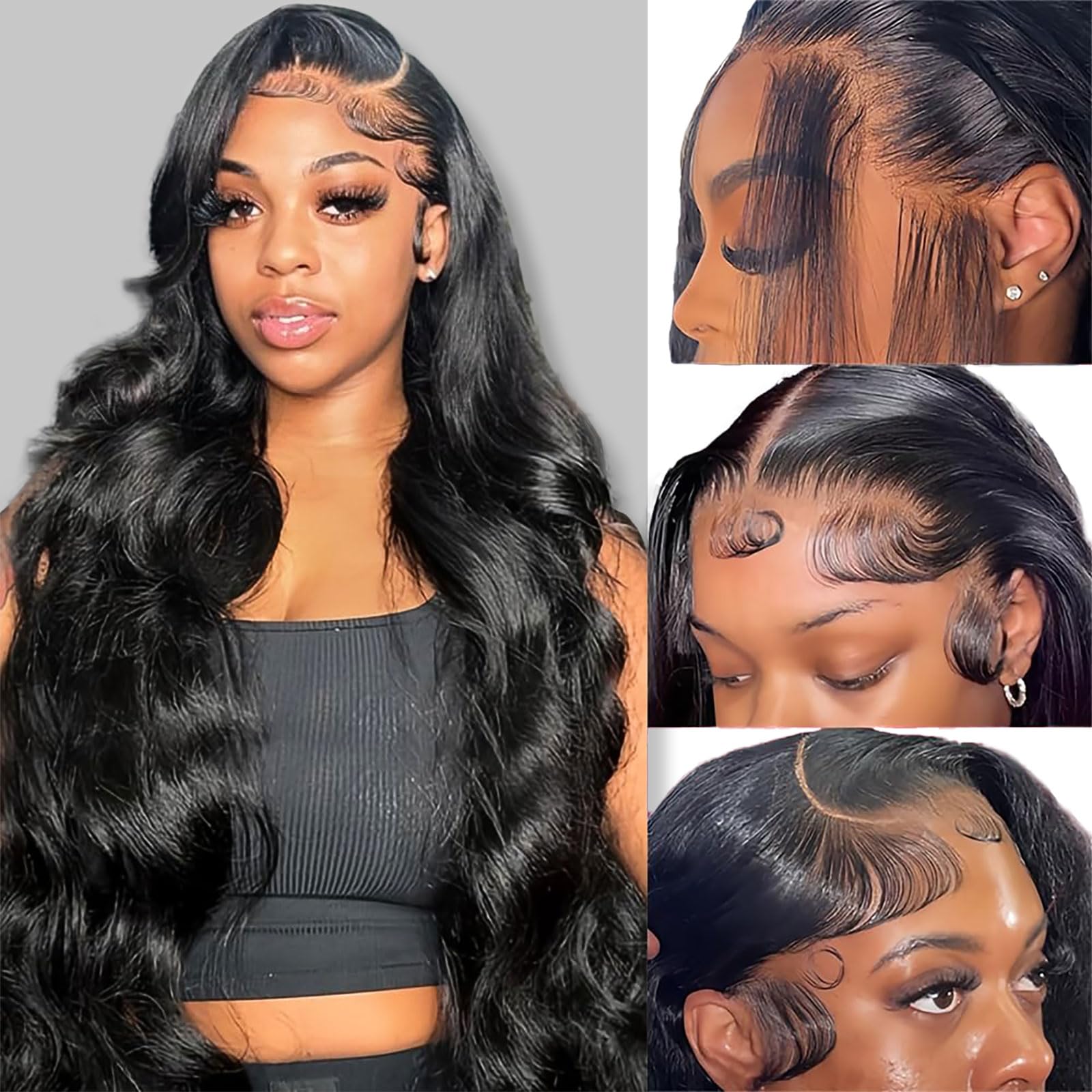 200 Density 28 Inch Body Wave Lace Front Wig Human Hair Pre Plucked Glueless HD 28 Inch Body Wave Lace Front Human Hair Wig 180 Density | HD  main image 2