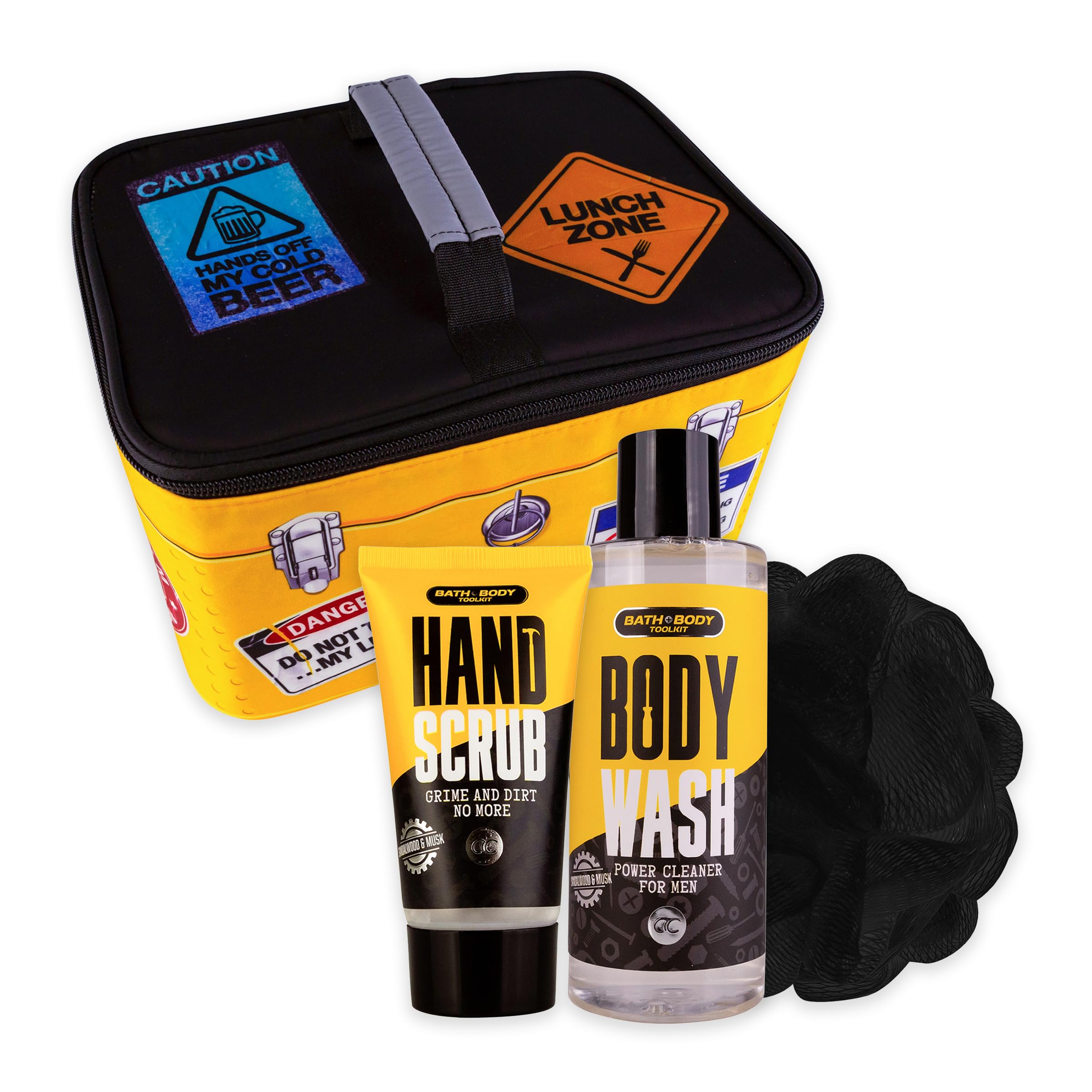 Accentra Set regalo BATH + BODY TOOLKIT per uomini in borsa termica, gel doccia 200 ml, 50 ml, peeling a mano e spugna a rete, set per la cura per uomo, festa del papà o compleanno