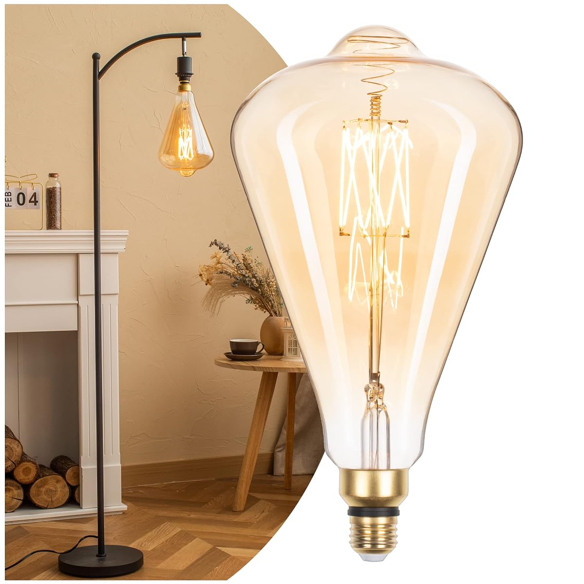 Flsnt Vintage Oversized Led Edison Bulbs 60W Equivalent, Decorative Dimmable