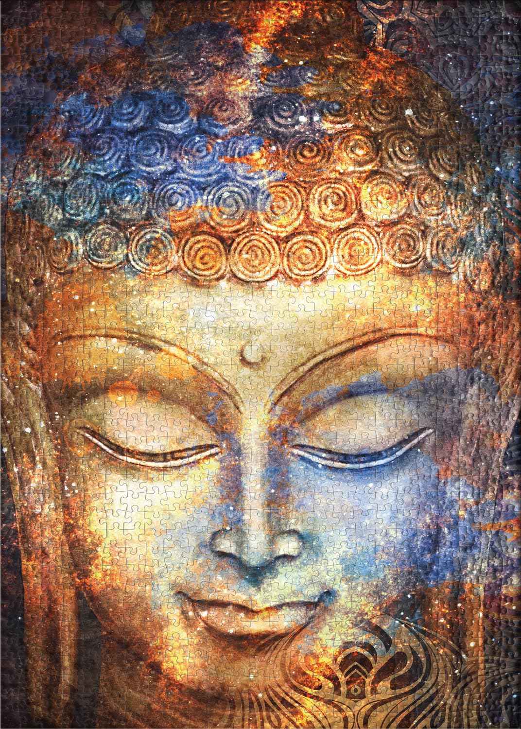 Ulmer Puzzleschmiede - Puzzle classico Buddha da 500 pezzi – Arte con motivo buddismo – La testa di Buddha come pittura ad acquerello