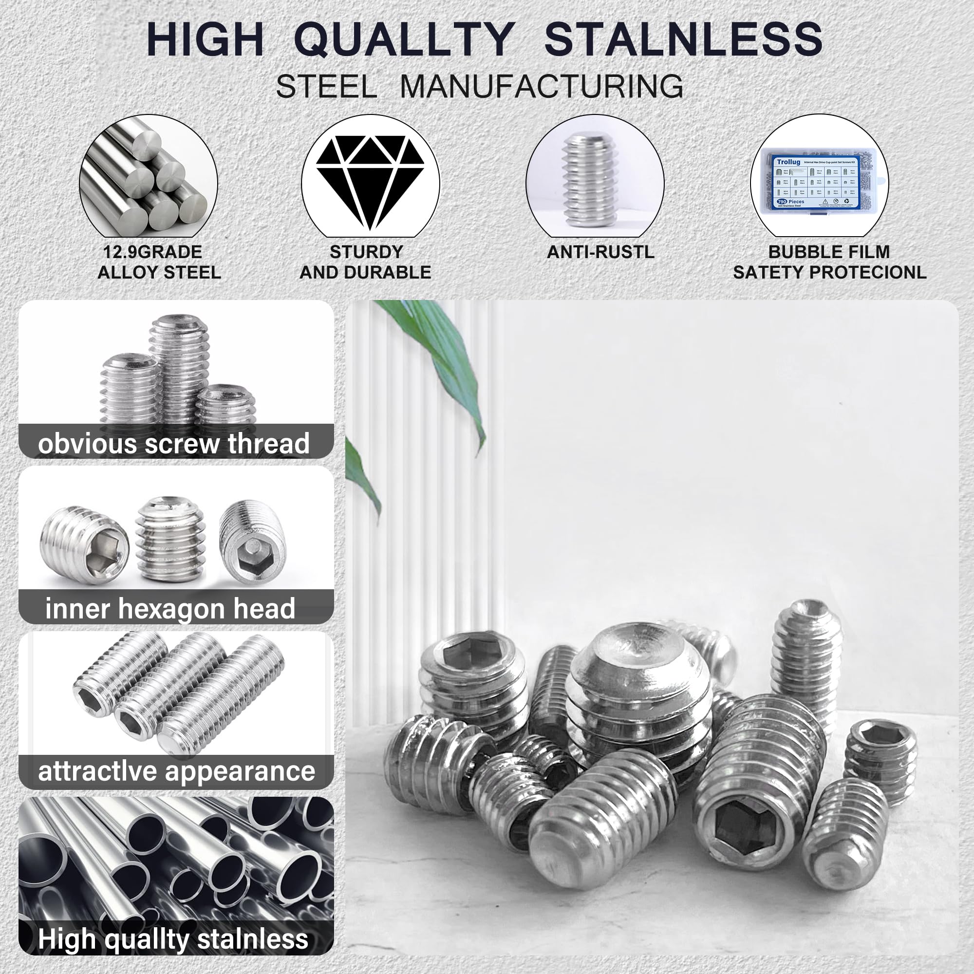 Set Screw Assortment Kit - 1305PCS Stainless Steel -5