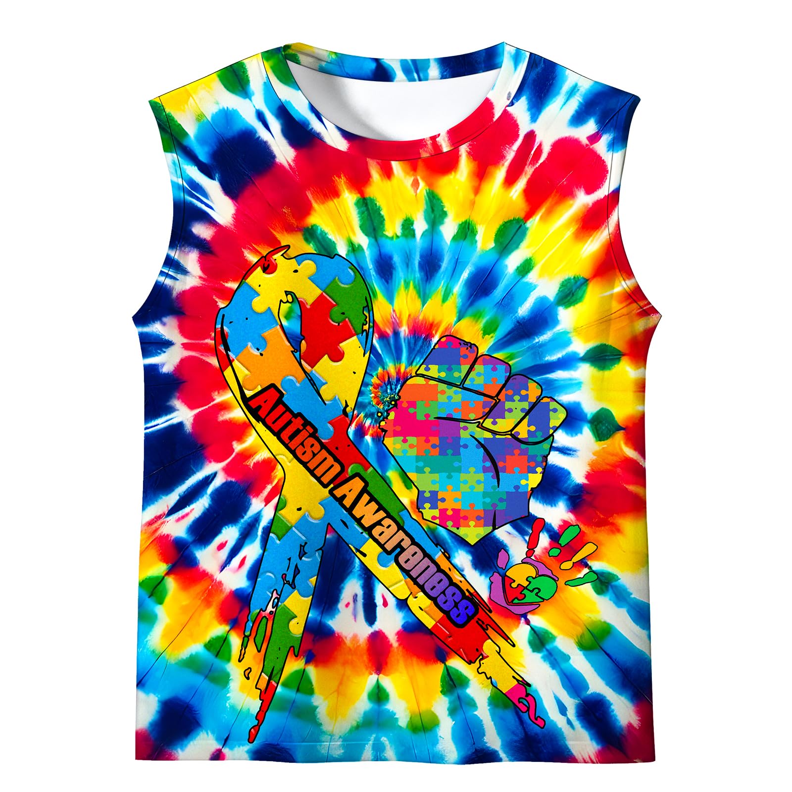 Kids Tie Dye Tank Tops Boys Girls Sleeveless Tee 5-14 Years