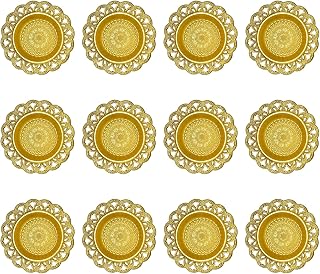 Golden Metal Diwali Diya Set - 12PCS Reusable Deya Oil Lamps for Diwali Gifts Indian Wedding Housewarming Pooja Decor Home Temple Mandir Altar Puja Item India Urli Bowl Diyas for Hindu Religion Ritual