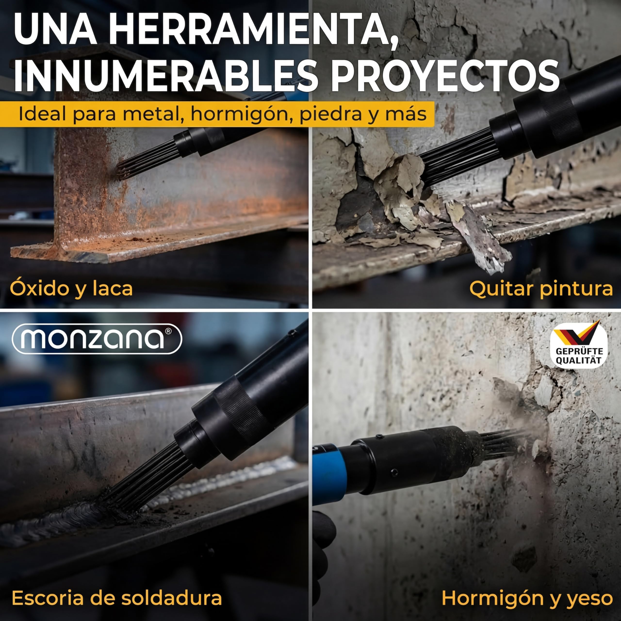 MONZANA® Escalador Neumático de Agujas de Mano Elimina Óxido Pintura Herramientas Neumáticas 19 Agujas