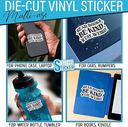 Miniatura 2 de (3 piezas) Read Books Be Kind Stay Weird - Calcomanía de lectura de libros, cita de amantes de 3 pulgadas, impermeable, troquelada, para laptop,
