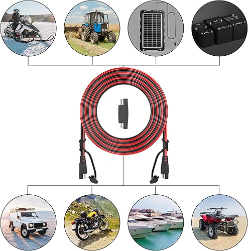 Miniatura 14 de OYMSAE Cable de extensión SAE a SAE de 25 pies, conector de desconexión rápida 16 AWG, para automóvil, enchufe de cable de extensión de panel solar