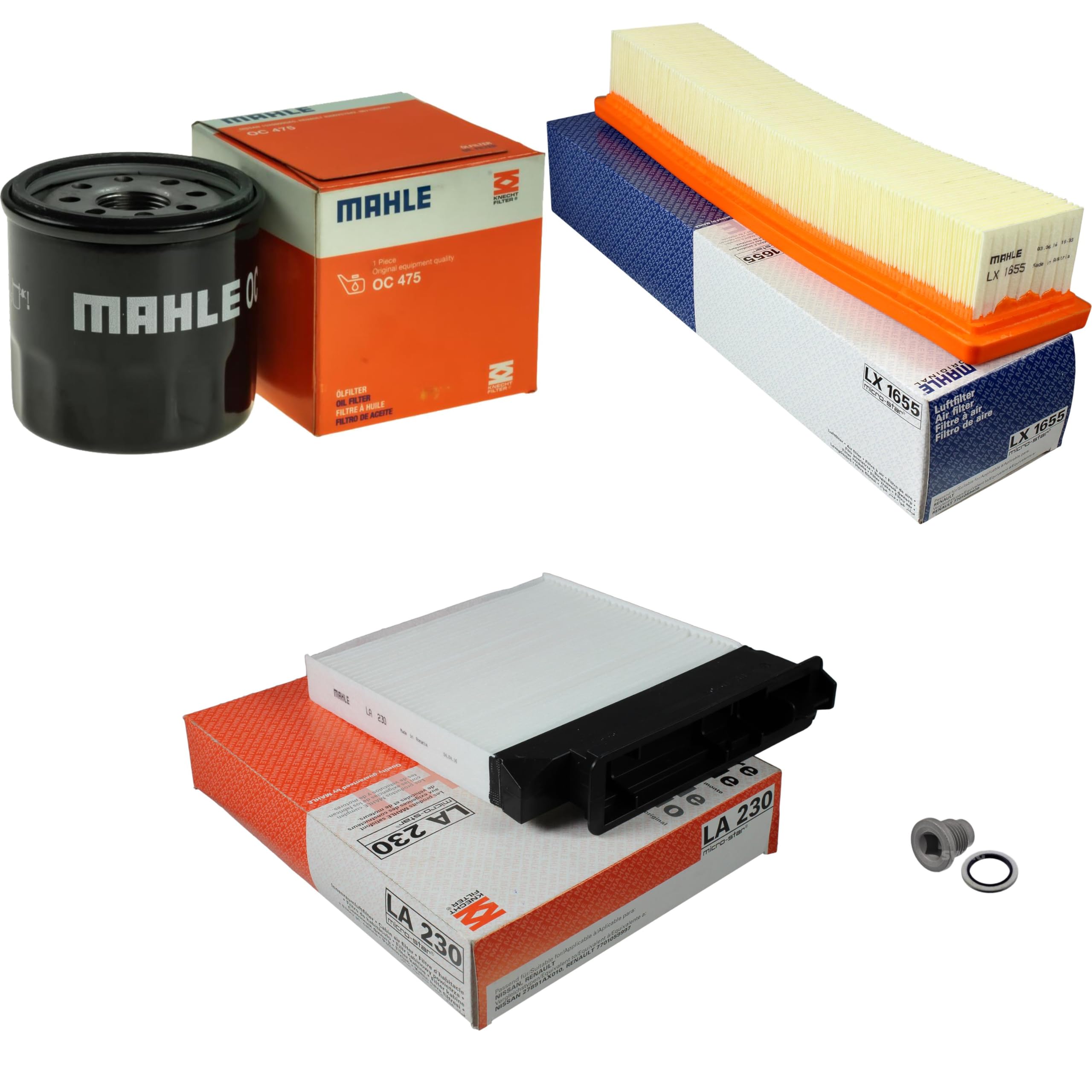 Paquete de inspección Kit de mantenimiento con filtro de aceite OC 475, filtro de aire LX 1655, filtro de cabina LA 230, tornillo de cierre