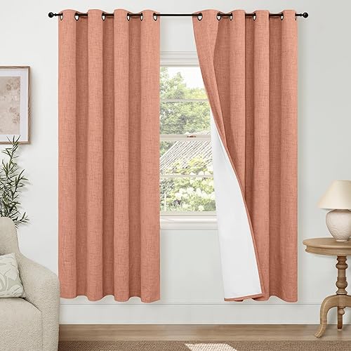 Miniatura 198 de Cortinas opacas de lino de 40 pulgadas de largo para ventana corta de cafetería, cortinas de arpillera con aislamiento térmico, bloqueo de luz