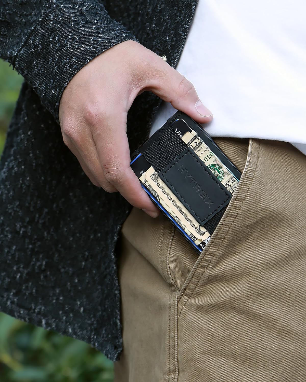 Wallet for men,Pop-up RFID Blocking Wallet with Money Clip,Slim Metal Wallet and Credit Card Holder (Night Black) image 3