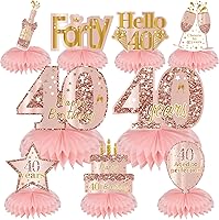 Vista 17 de Centros de mesa de panal de rosa y oro para cumpleaños de mujeres y niñas, 8 piezas, suministros de fiesta de cumpleaños, decoración de mesa