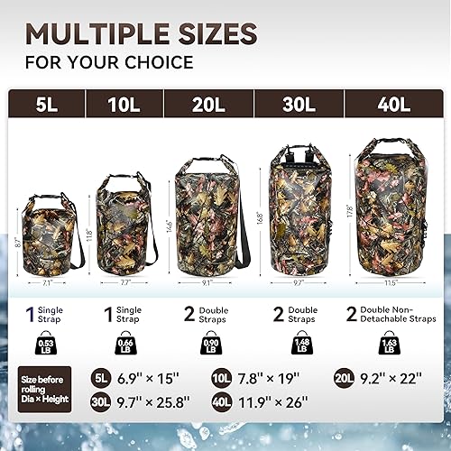 Miniatura 3 de MARCHWAY - Bolso seco flotante e impermeable 1.322.645.287.9310.57 galones, parte superior enrollable, mantiene secos equipos de kayak rafting