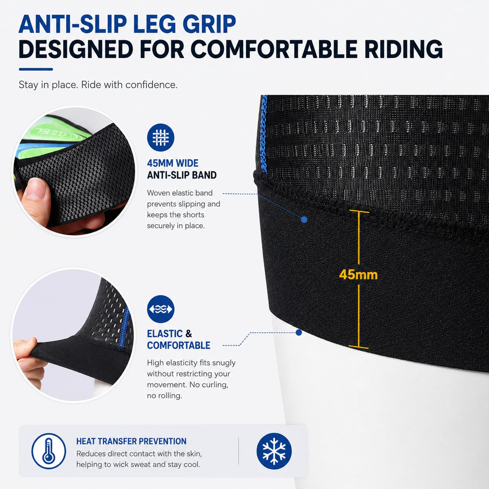 Pantaloncini da Ciclismo Larghi Uomo con Imbottitura Silicone 5D, Intimo Bici Rete Traspirante, Fodera MTB Antiscivolo per Mountain Bike Strada Spinning Moto