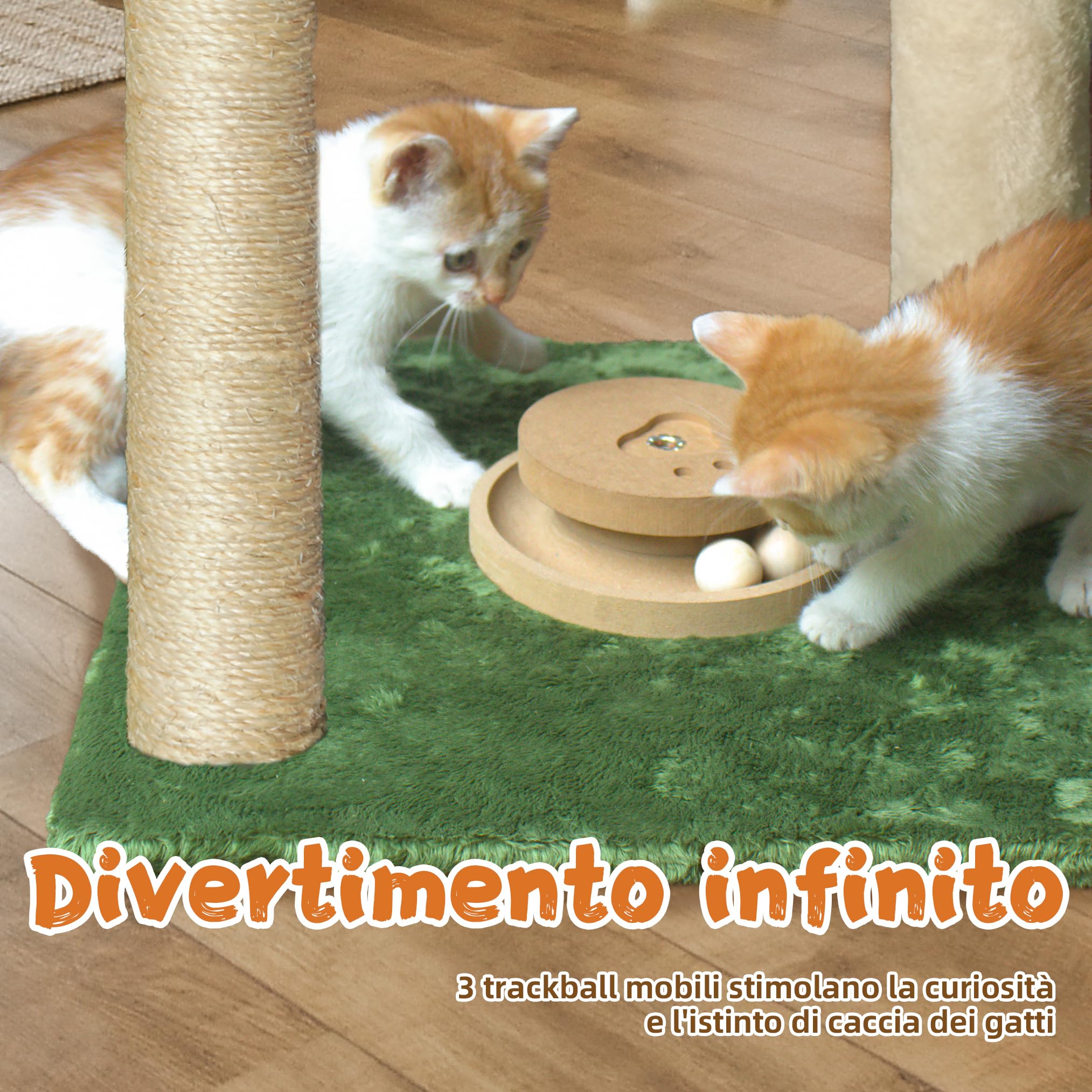 Fantasreen Gatto Graffiatoio 70cm Piccolo Albero per Gatti con Amaca, Giocattolo per Gatti in Legno Interattivo per e Adulti Gatto
