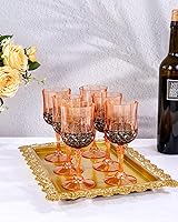 Vista 9 de Ciaell 24 copas de vino de plástico ámbar – 7 oz ámbar vintage vasos – Juego de copas de agua desechables para fiestas, bodas, bares, vino, cerveza