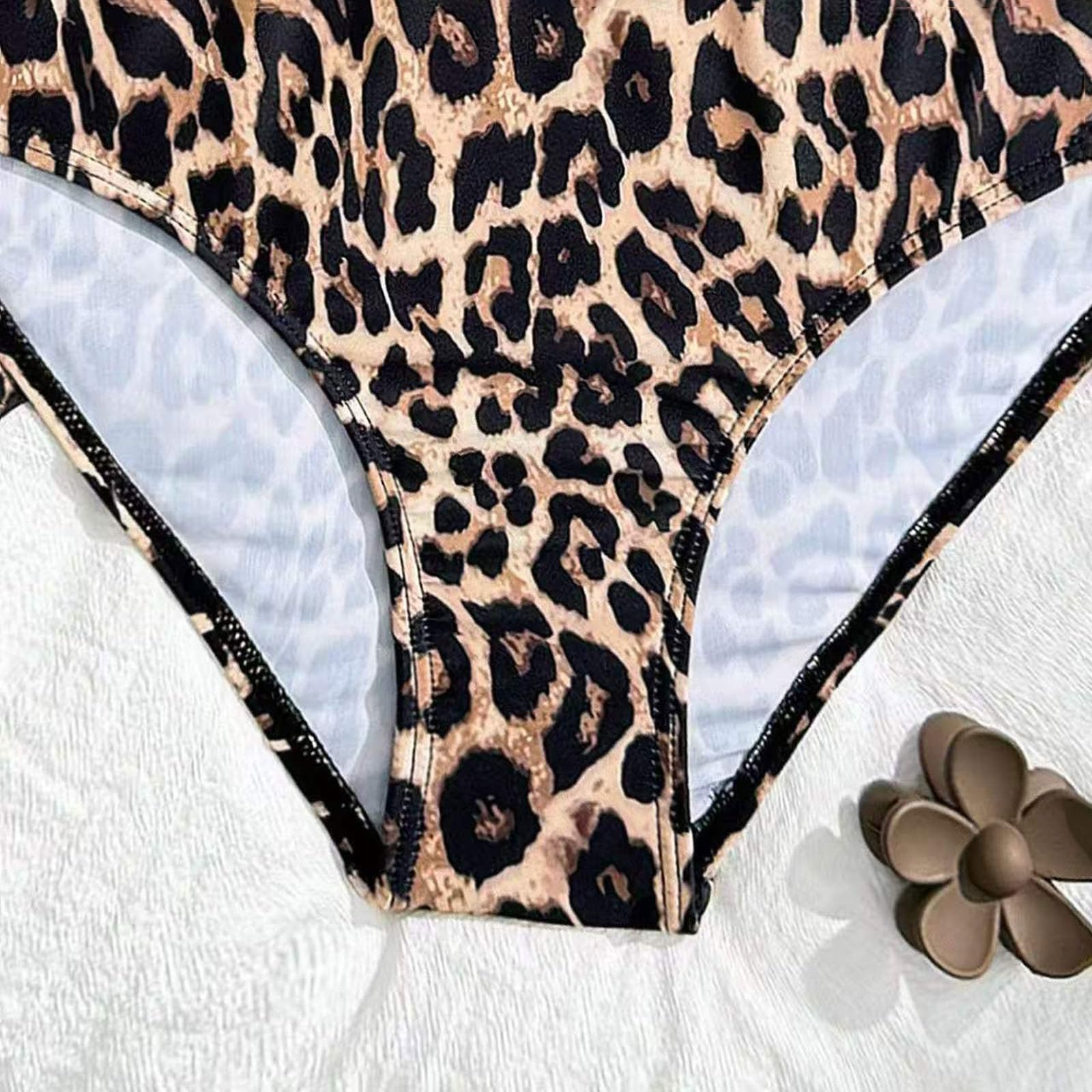 Maillot de Bain Deux Pièces Fille Bikini Volants Léopard Imprimé Maillot Bain Piscine Fille avec Haut Bas Taille Haute Confortable Ensemble Bikini pour Filles Plage Surf Léopard Maillots Bain 7-12 Ans