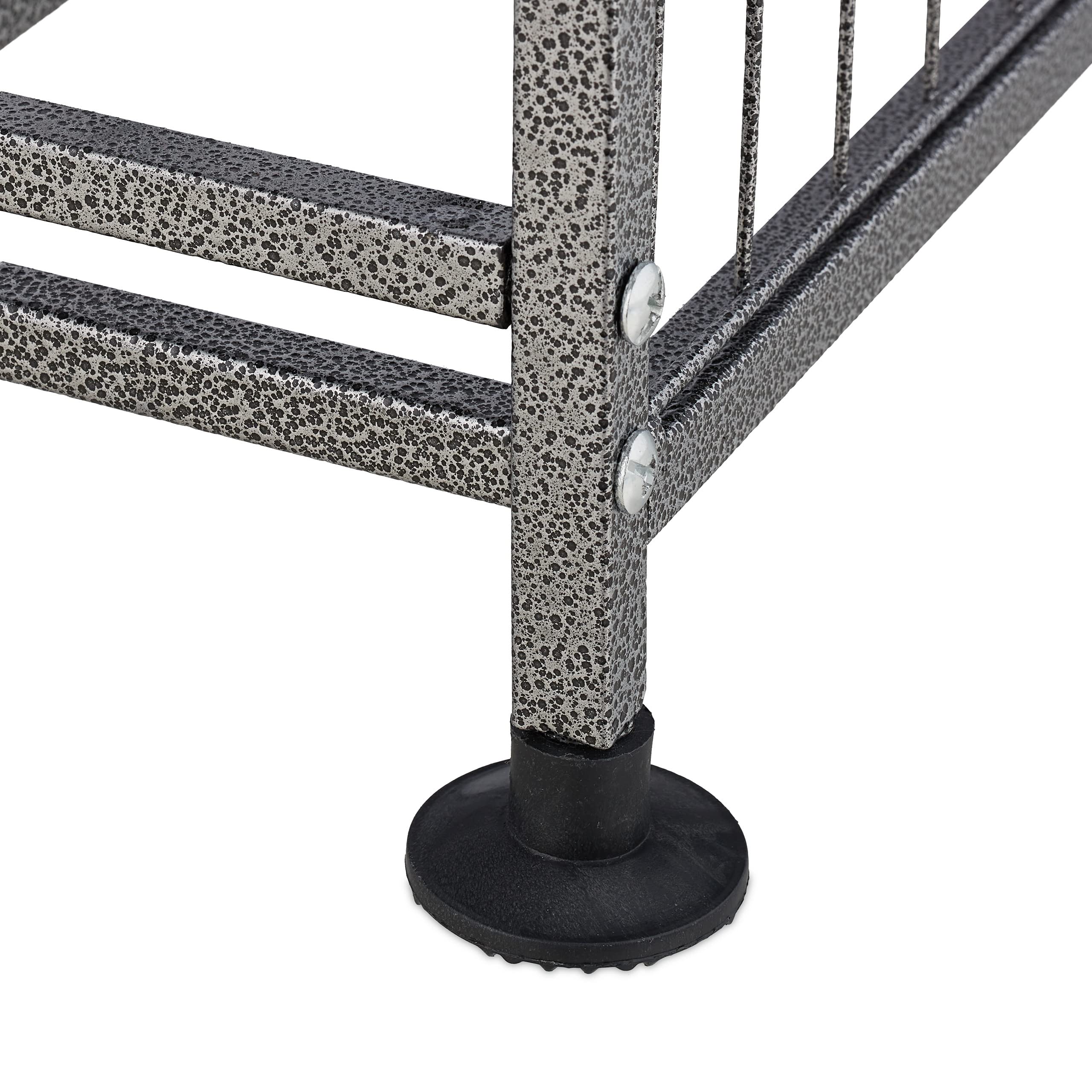 Relaxdays Almacenamiento Material Deportivo, Metal, Estantería para Utensilios Fitness y Pelotas, 111x118x42 cm, Gris