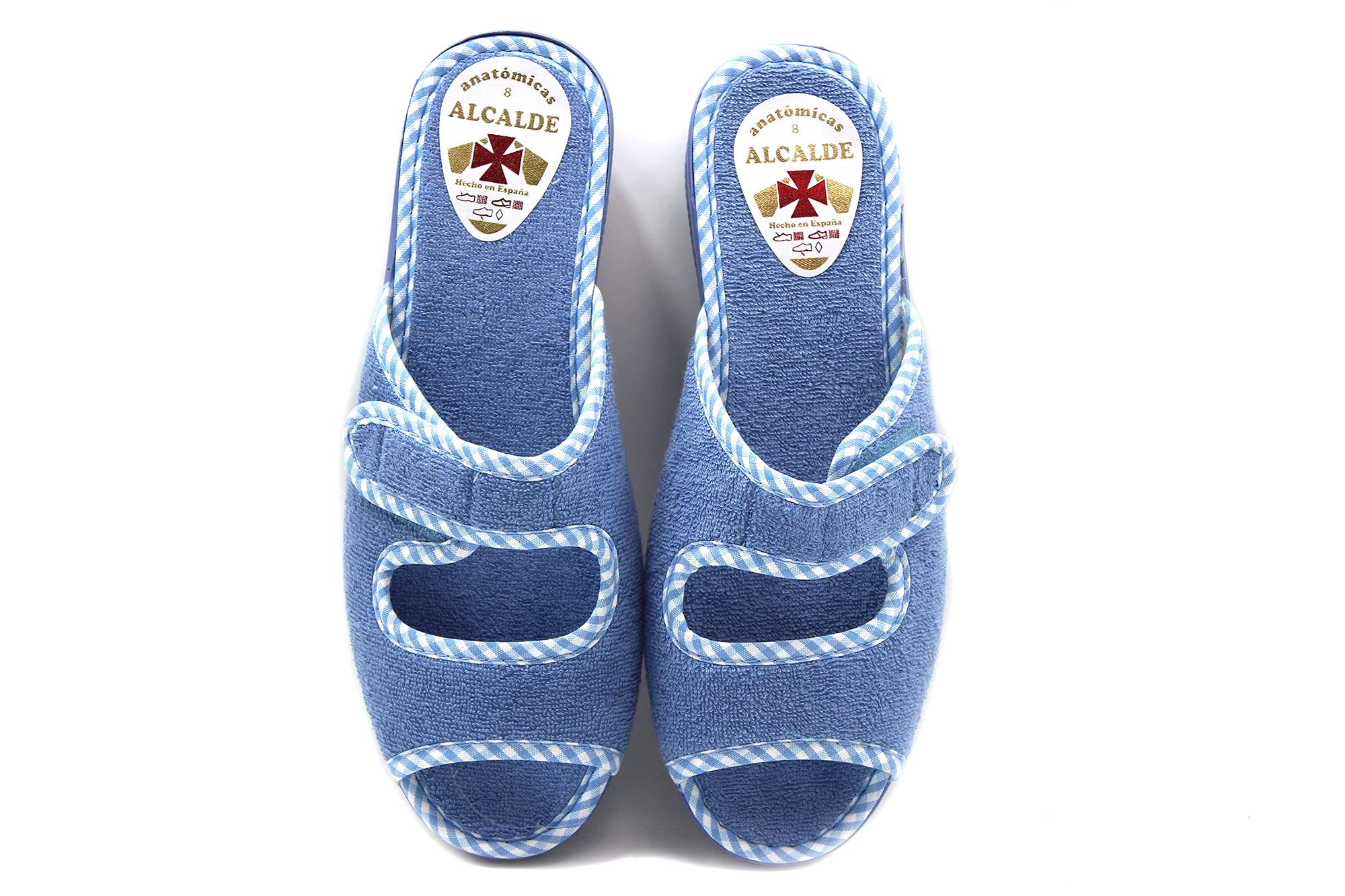 ALCALDE - 2035-Zapatilla de casa, ancho especial, cierre de velcro, destalonada, dedos fuera, antideslizante, para: Mujer